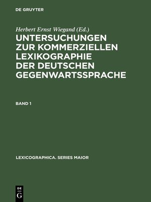 cover image of Untersuchungen zur kommerziellen Lexikographie der deutschen Gegenwartssprache. Band 1